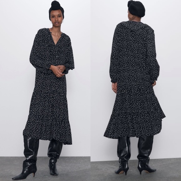 zara polka dot ruffle dress